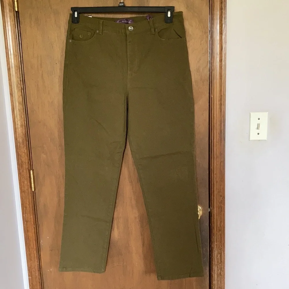 Gloria Vanderbilt Amanda juniper olive original slimming jean size 16 18 - Picture 6 of 17
